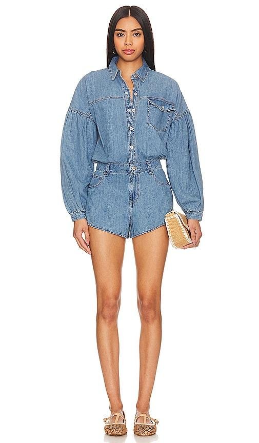Free People Zodiac Chambray One Piece In Moon Blue in Blue by FREE PEOPLE