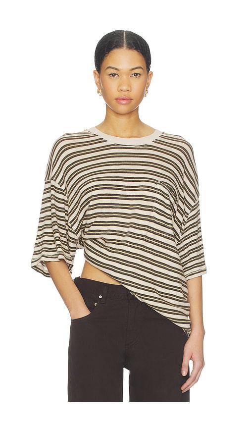 Free People x All Love Stripe Pocket Tee in Brown by FREE PEOPLE