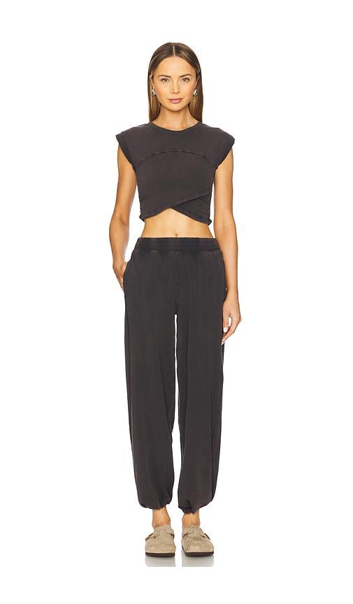 Free People x FP Movement Hot Shot Cross Over Set in Charcoal by FREE PEOPLE