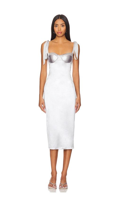 Free People x Intimately FP Casino Got Glam Midi Dress in Metallic Silver by FREE PEOPLE