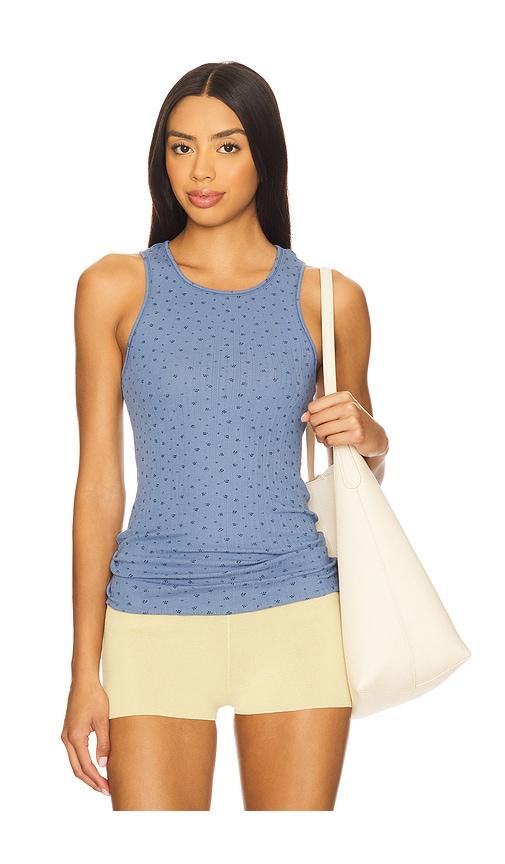 Free People x Intimately FP Fresh In Love Printed Tank In Denim Combo in Baby Blue by FREE PEOPLE