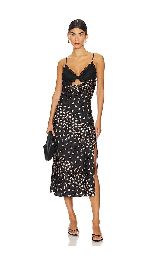 Free People x Intimately FP Gossamer Glow Midi Slip Dress in Black by FREE PEOPLE