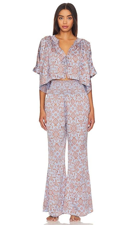 Free People x Intimately FP Misty Mornings Sleep Set In Blue Combo in Blue by FREE PEOPLE