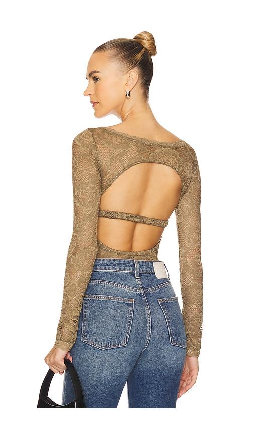 Free People x Intimately FP Perfectly Fine Bodysuit In Gothic Love in Olive by FREE PEOPLE