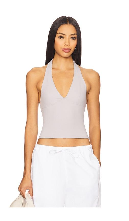 Free People x Intimately FP Still Here Halter In Raindrops in Grey by FREE PEOPLE