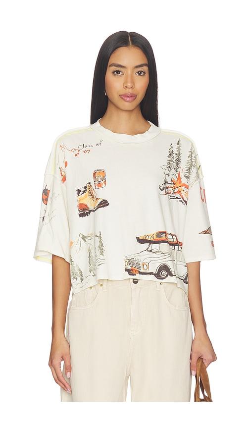 Free People x Mountain View Graphic Tee in White by FREE PEOPLE
