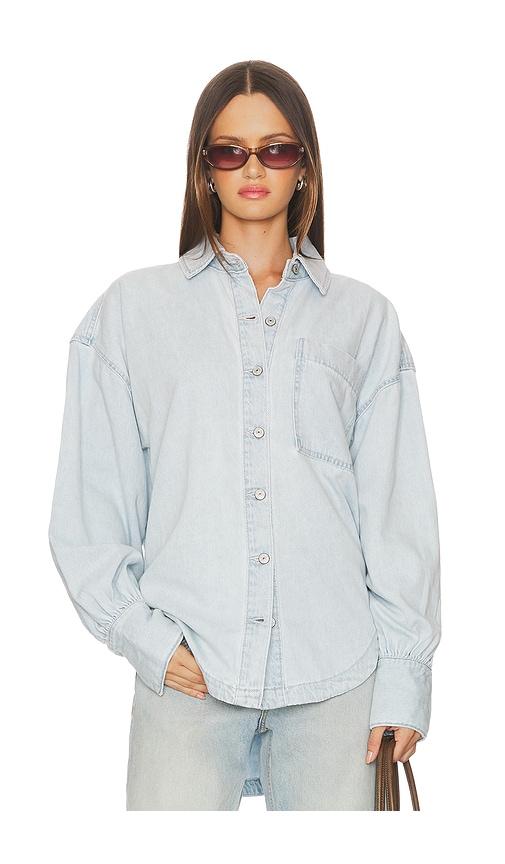 Free People x We The Free Ashley Denim Shirt In Classic Blue in Blue by FREE PEOPLE