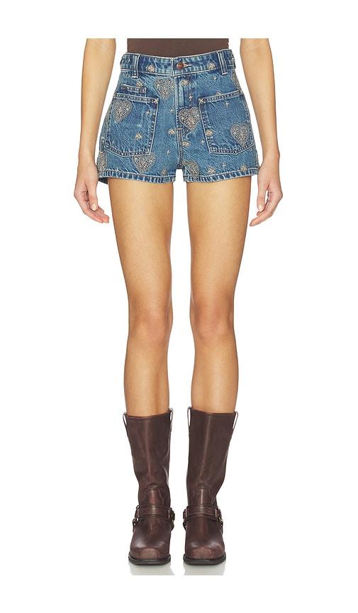Free People x We The Free Bettie Embroidered Short in Blue by FREE PEOPLE