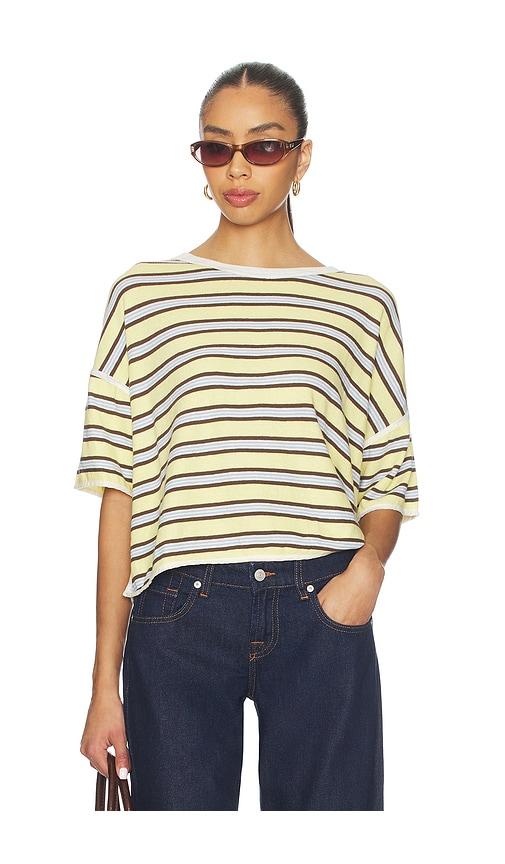 Free People x We The Free Clean Rugby Tee In Yellow Combo in Yellow by FREE PEOPLE