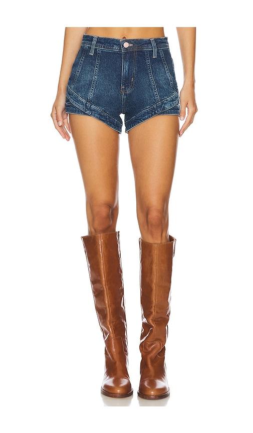 Free People x We The Free Crvy Mona High Rise Shorts In Bombay Blue in Denim-Dark by FREE PEOPLE