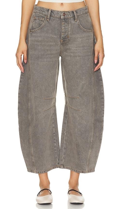 Free People x We The Free Good Luck Mid Rise Barrel in Grey by FREE PEOPLE
