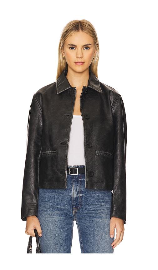 Free People x We The Free Hera Faux Leather Jacket In Black in Black by FREE PEOPLE