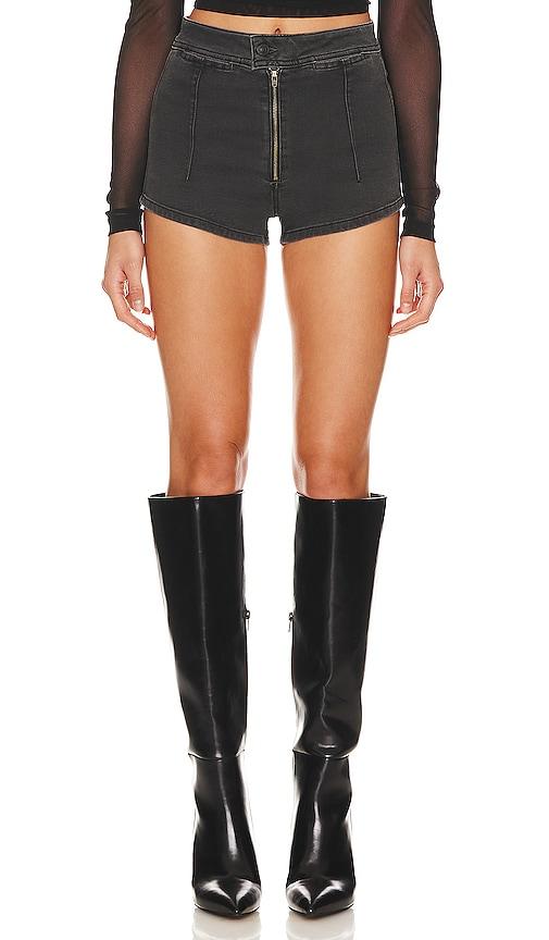Free People x We The Free Honeycomb Denim Brief In Graphite in Black by FREE PEOPLE