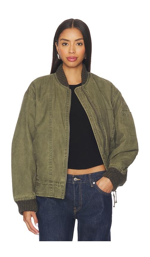 Free People x We The Free Jax Washed Bomber In Olive in Olive by FREE PEOPLE