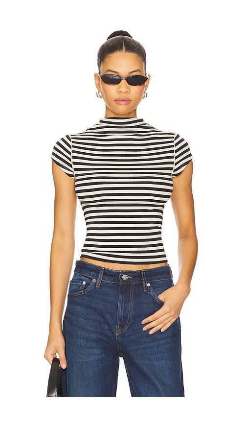 Free People x We The Free Lola Tee Stripe In Black & White Stripe in Black,White by FREE PEOPLE