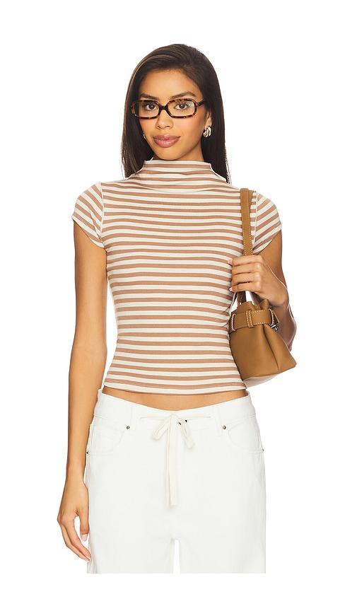 Free People x We The Free Lola Tee Stripe In Otter Combo in Tan by FREE PEOPLE