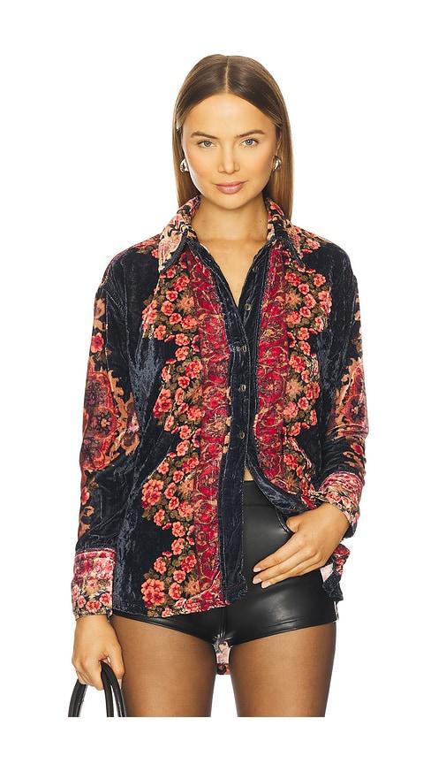Free People x We The Free One Night Velvet Top In Night Owl Combo in Black by FREE PEOPLE