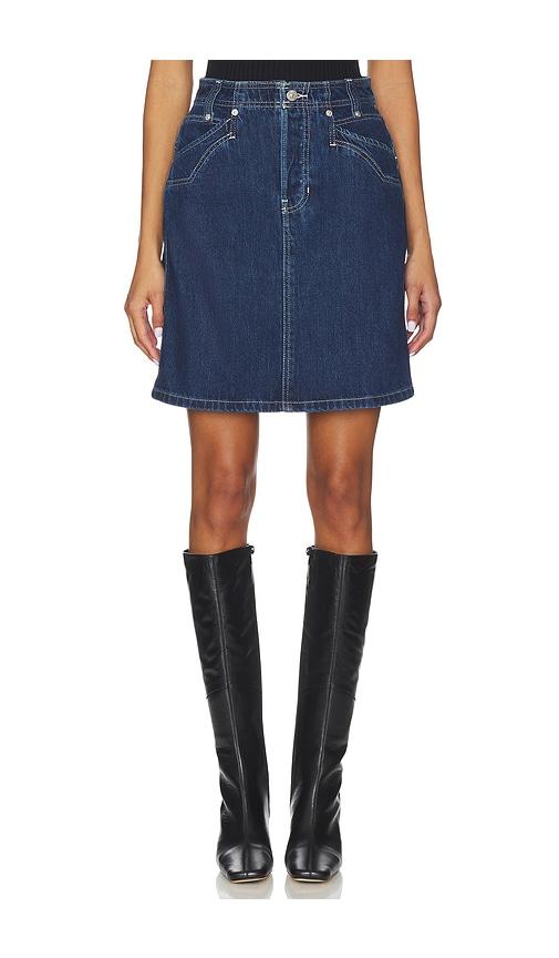 Free People x We The Free Suzy Denim Midi Skirt In Deep Ocean in Blue by FREE PEOPLE