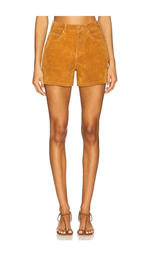 Free People x We The Free Tippi Faux Suede Short In Dark Honey in Tan by FREE PEOPLE