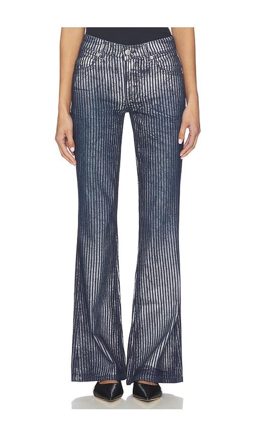 Free People x We The Free West Coast Metallic Flare In Country Blue in Blue,Metallic Silver by FREE PEOPLE