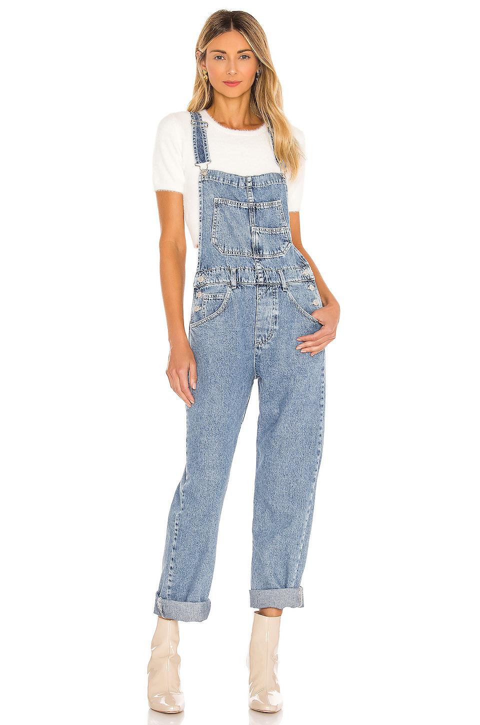 Free People x We The Free Ziggy Denim Overall in Denim-Light by FREE PEOPLE