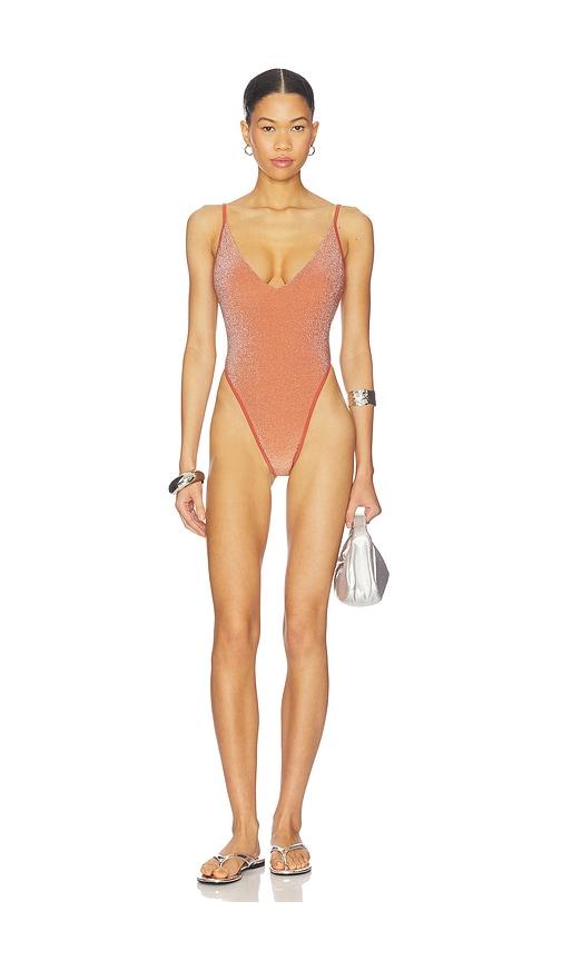 Free People x free-est Lurex Amber One Piece Swimsuit in Rust by FREE PEOPLE