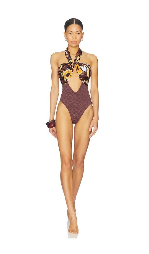 Free People x free-est Miley Convertible One Piece Swimsuit in Brown,Orange by FREE PEOPLE