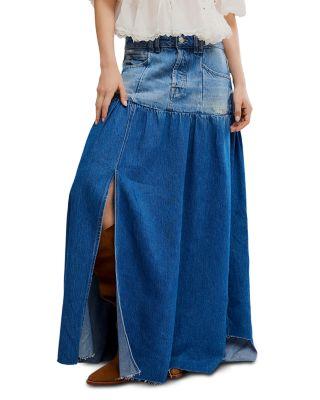 Good Company Mixed Denim Maxi Skirt by FREE PEOPLE