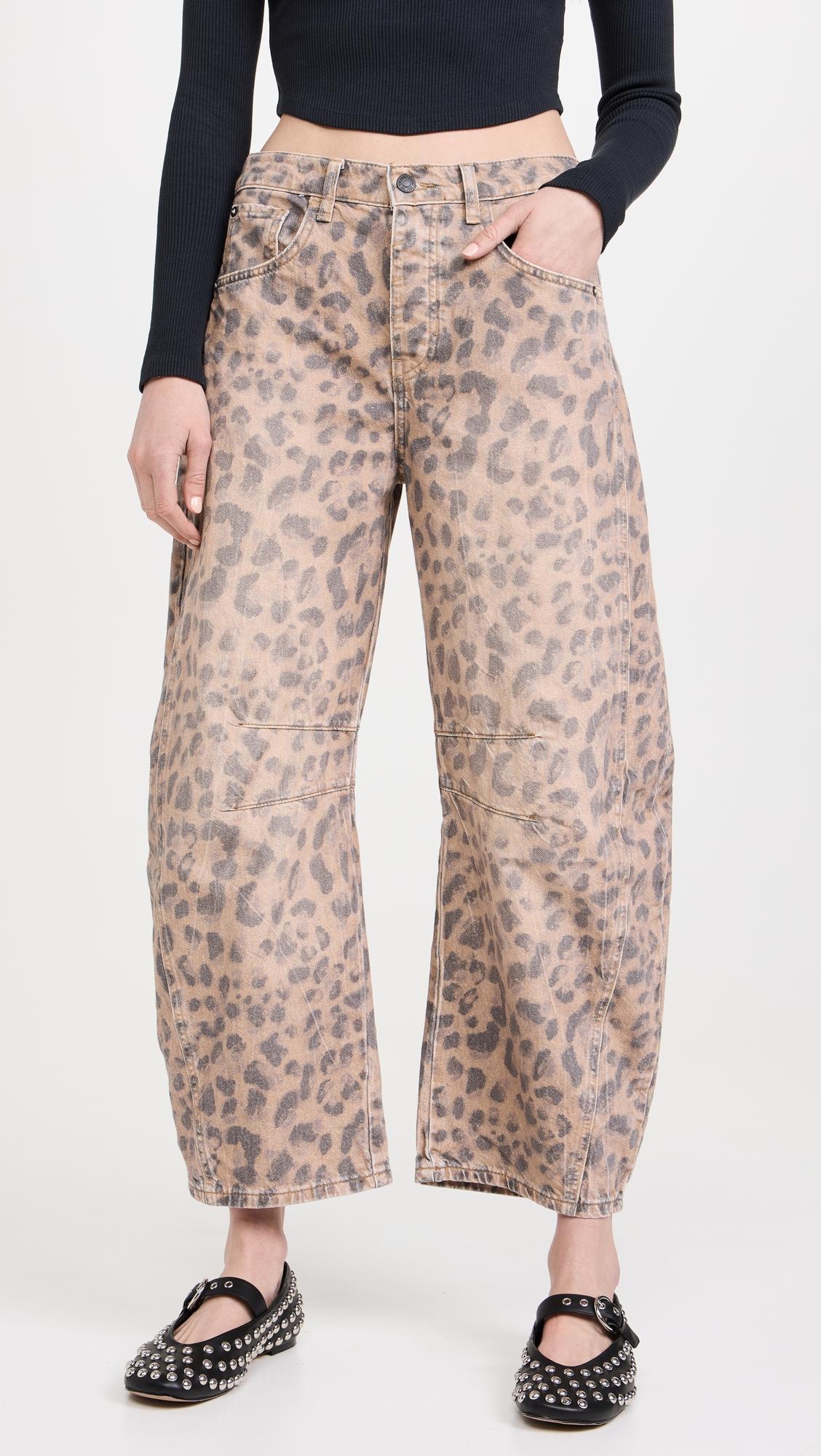 Good Luck Printed Barrel Jeans by FREE PEOPLE