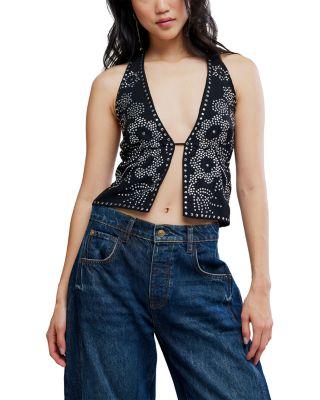 Kenzie Studded Halter Top by FREE PEOPLE