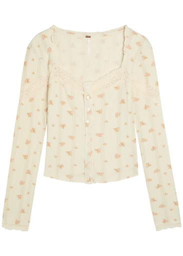 Lets Party Cardi floral-print cotton top by FREE PEOPLE