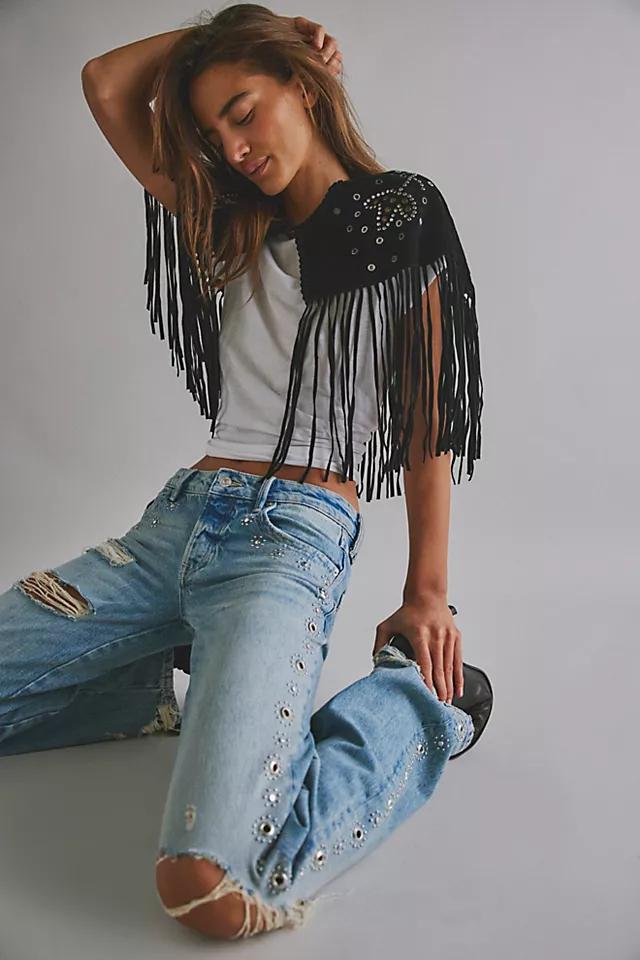 Lights Out Embellished Suede Cape by FREE PEOPLE