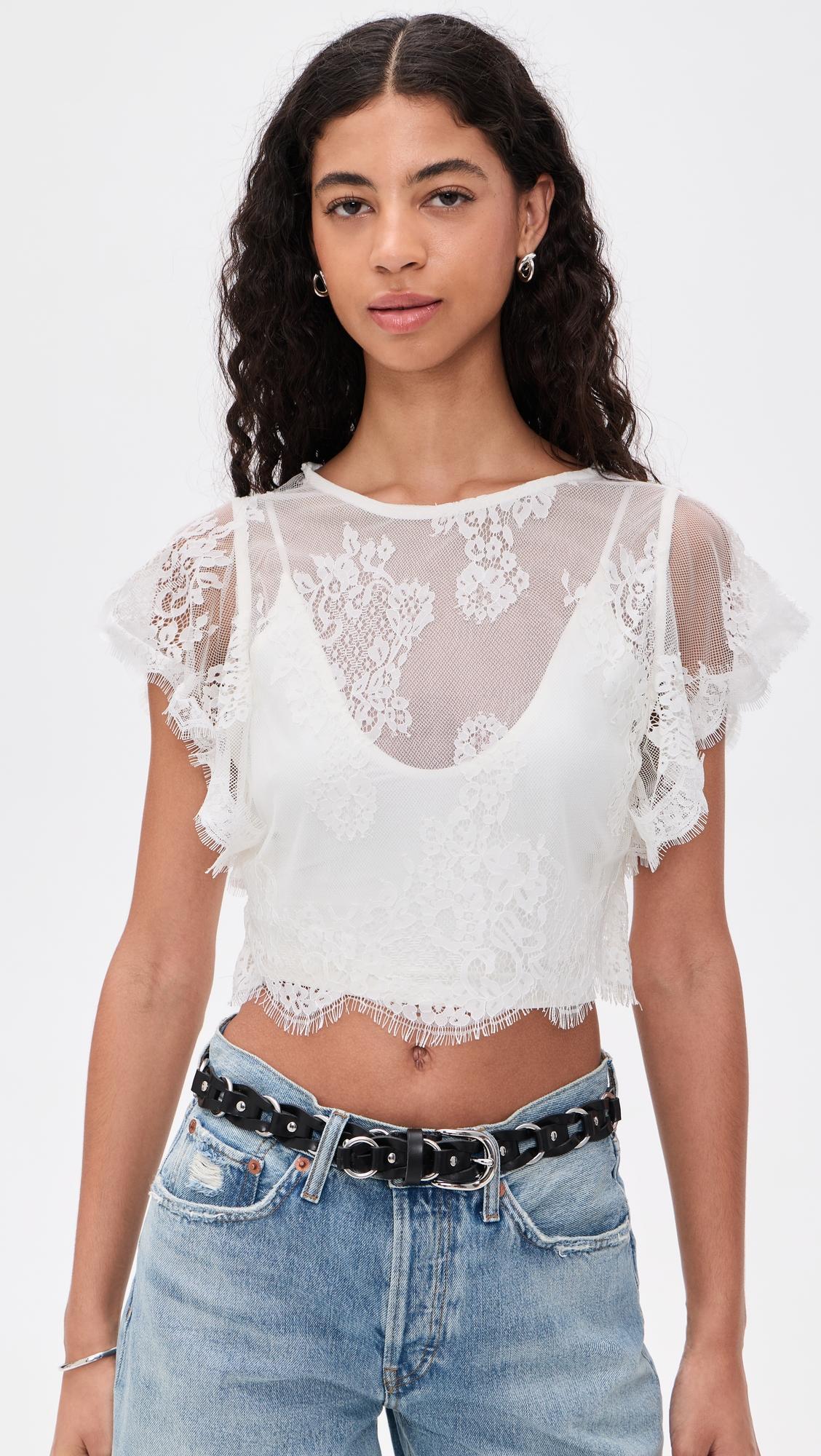 Lunar Ash Lace Top by FREE PEOPLE