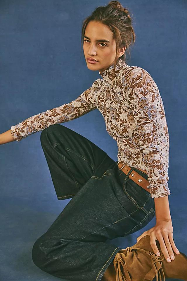 Lyric Sheer Lace Long Sleeve Turtleneck Top by FREE PEOPLE