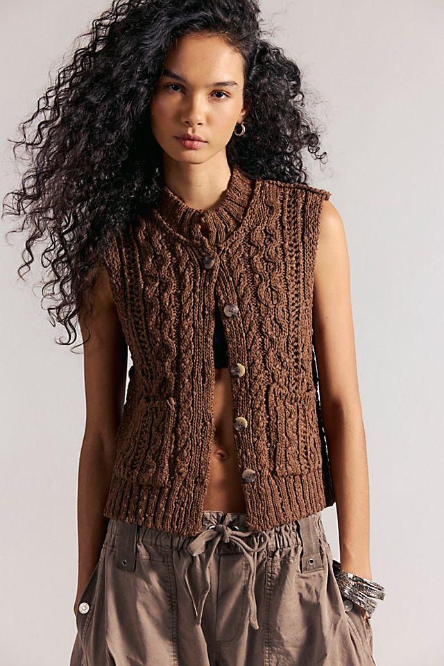Mable Cable Knit Sweater Vest by FREE PEOPLE