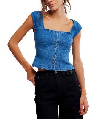 Marilyn Denim Corset Top by FREE PEOPLE