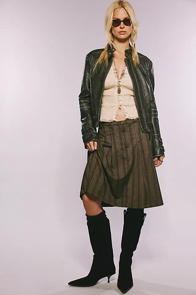 Menswear Pleated Midi Skirt by FREE PEOPLE