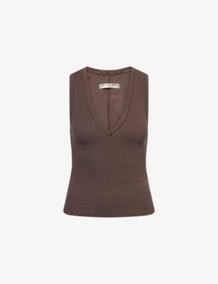 Neria V-Neck Stretch-Cotton Tank Top by FREE PEOPLE