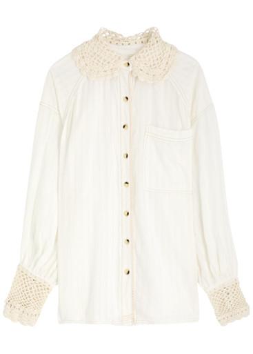 Rhiannon crochet-trimmed shirt by FREE PEOPLE
