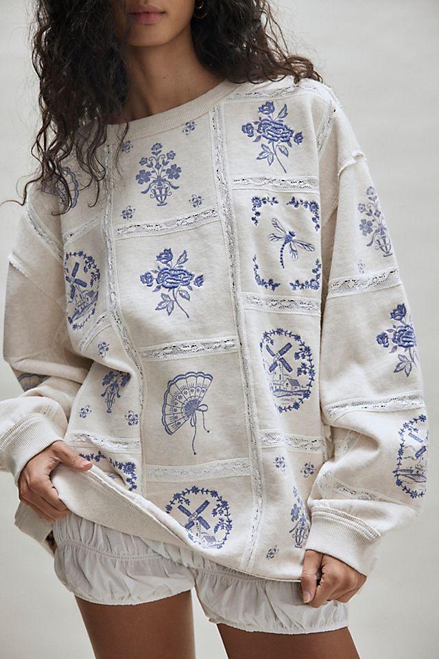 Rudy Lace Embroidered Sweatshirt by FREE PEOPLE