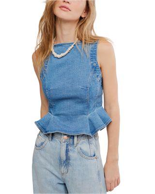 Sunfaded Denim Top by FREE PEOPLE