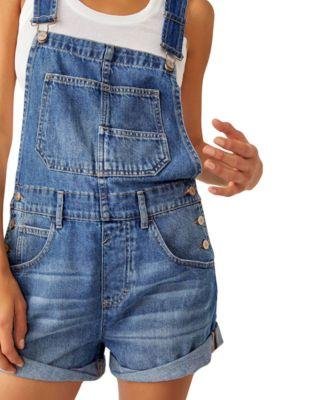 Women's Ziggy Cotton Adjustable-Straps Shortalls by FREE PEOPLE