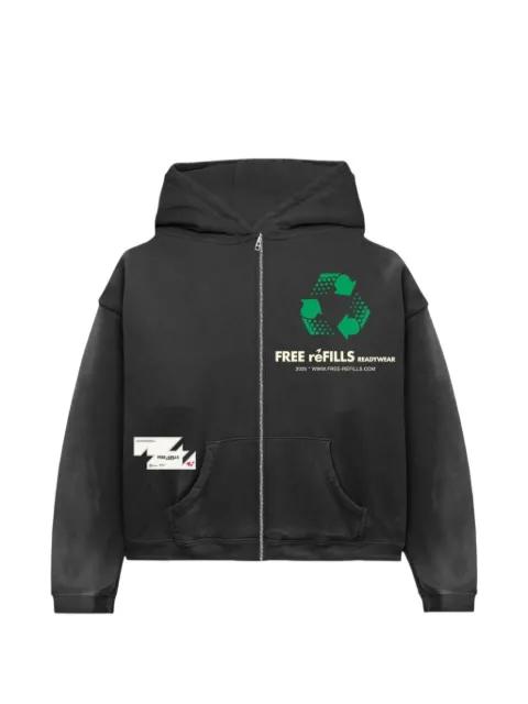 logo zip-up hoodie by FREE REFILLS
