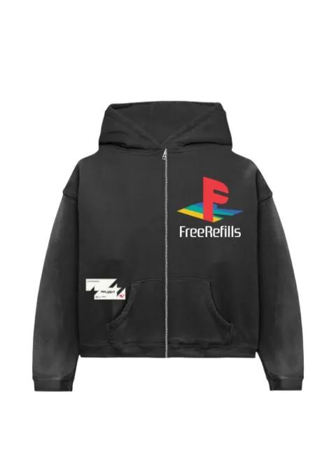 printed zip-up hoodie by FREE REFILLS