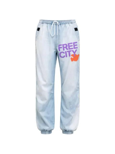 print-detail drawstring trousers by FREECITY