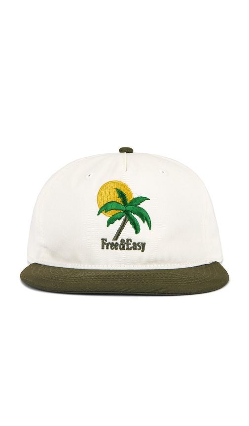 Free & Easy Costa Sol Two Tone 5 Panel Snapback Hat in Cream by FREE&EASY