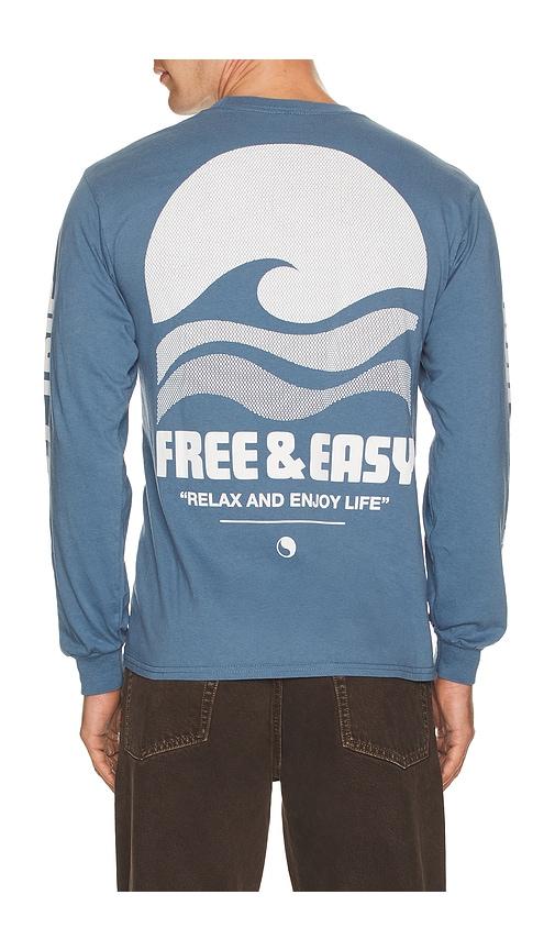 Free & Easy High Sea Long Sleeve Tee in Blue by FREE&EASY
