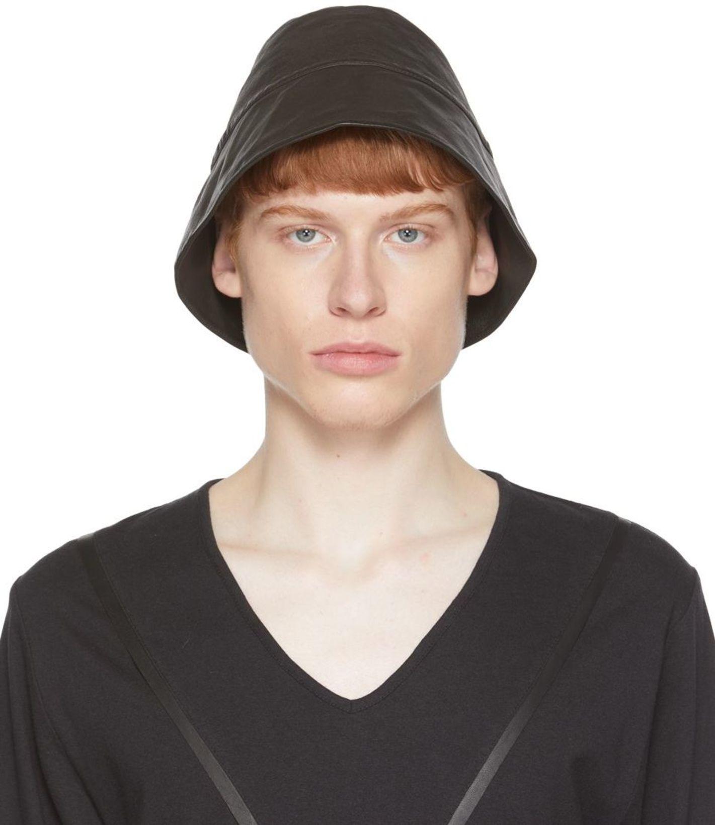 Green Leather Selim Bucket Hat by FREI-MUT