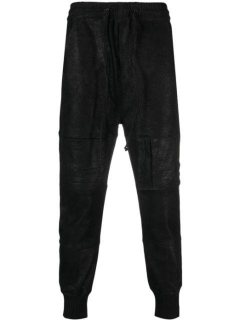 Poke drawstring-waist leather trousers by FREI-MUT