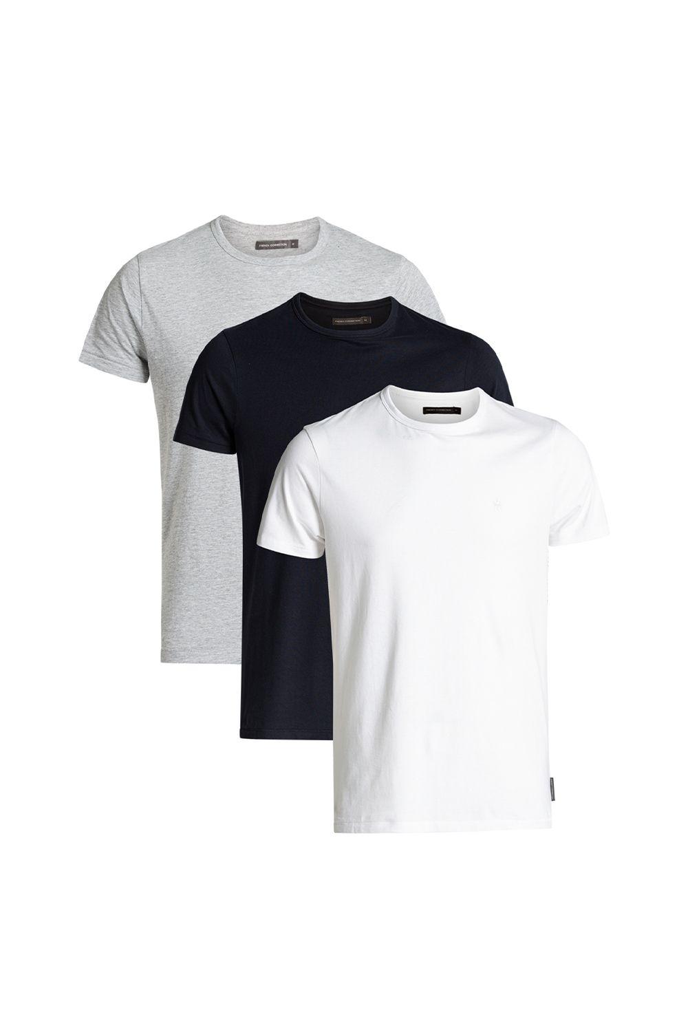 3 Pack Cotton Crew Neck Short Sleeve T-Shirts by FRENCH CONNECTION 3 Pack Cotton Crew Neck Short Sleeve T-Shirts by FRENCH CONNECTION